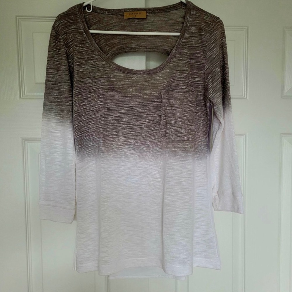 Language by Anthropologie Women’s Dip Dyed Top Cutout Back - Picture 3 of 8